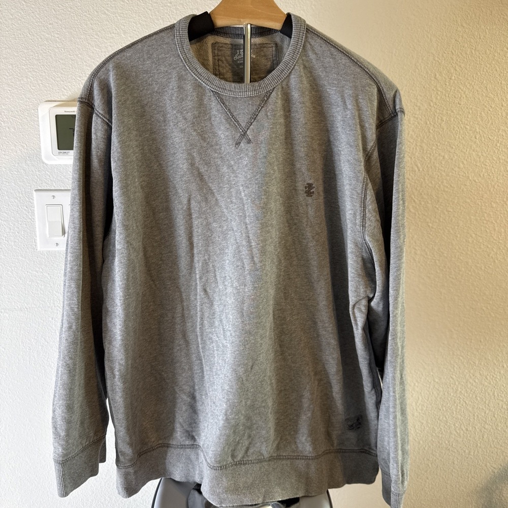 IZOD Saltwater Mens Charcoal Gray Crewneck Sweatshirt‎ Size L